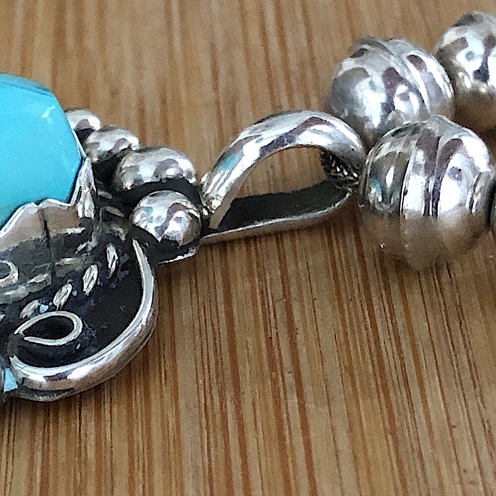 $725 Signed Designer Navajo Pendant & Necklace Marked D. SECATERO STERLING - Picture 11 of 12